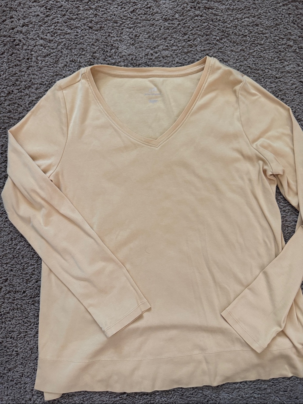 J Jill V Neck Long Sleeve Top Butter Yellow